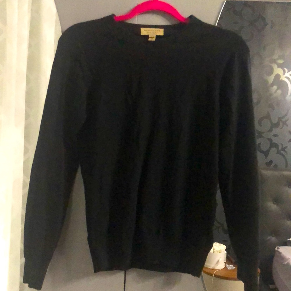 Burberry Brit sweater with check elbow patches.